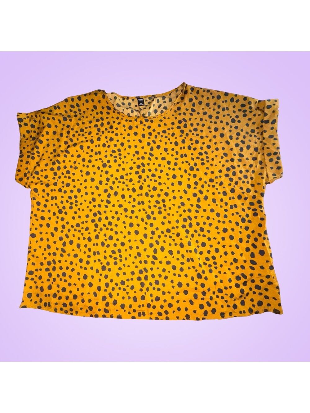 Women's Plus Size 3X Emery Rose Orange Black Spotted Short Sleeve Blouse